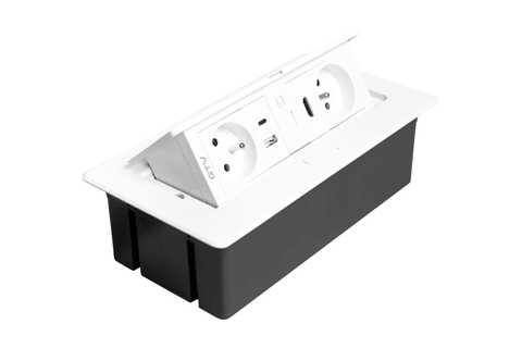 Подовжувач настільний MULTISOFT, 2х French, 2х USB 2,1A (A+C), RJ45, HDMI, 230V AC, 16A. 3600W, 1,5m кабель з вилкою, алюміній AE-PBSURH2GU-10 фото