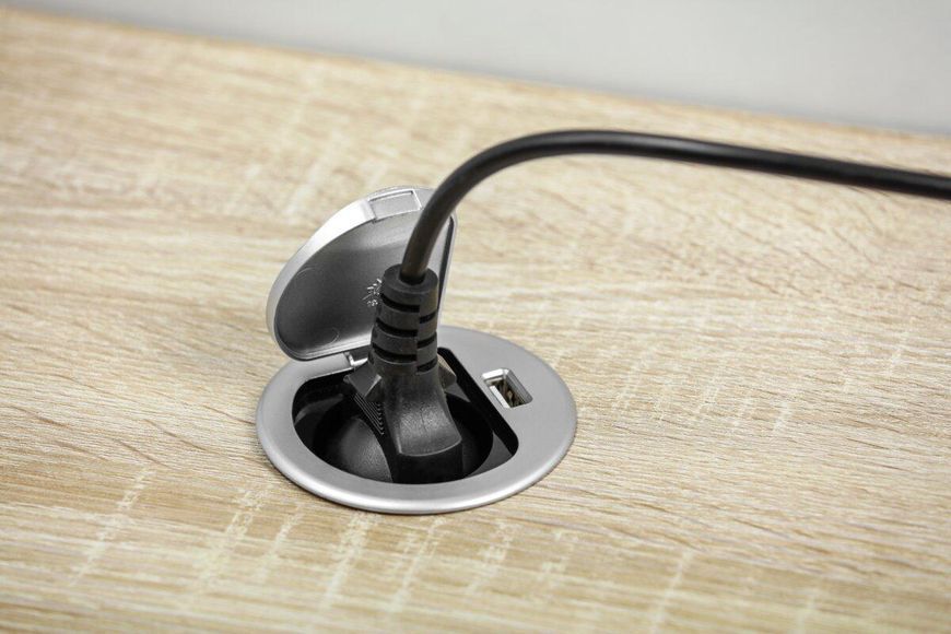 Подовжувач CHARGER MINI 60mm, 1x розетка із заземленням, 1xUSB 2,4A, кабель 1,9m, алюміній AE-BPW1U1UCH-53 фото