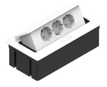 ELEKTRIMA KWADRO Прямокутний подовжувач для столу 3x schuko метал/пластик білий TR19.0003.08.013 фото