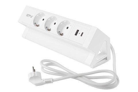Подовжувач GTV Basco з кріпленням, 3 x SCHUKO, USB A+C, кабель 1,5m, білий AE-GMBAS3S2U-10 фото