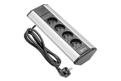 Подовжувач кутовий 4х розетки з заземленням, 230V AC, 3600W, алюміній AE-PBKT4U-80 фото