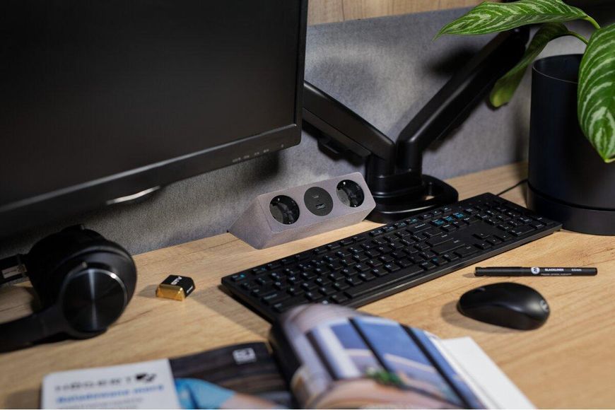 Подовжувач GTV Sofito, 2 x SCHUKO, USB A+C, кабель 1,5m, флокування сіре AE-GMSOF2S2U-31 фото