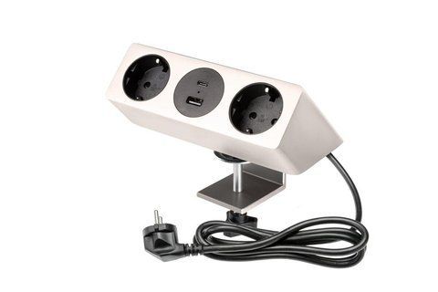 Подовжувач GTV Sofito, 2 x SCHUKO, USB A+C, кабель 1,5m, інокс AE-GMSOF2S2U-51 фото