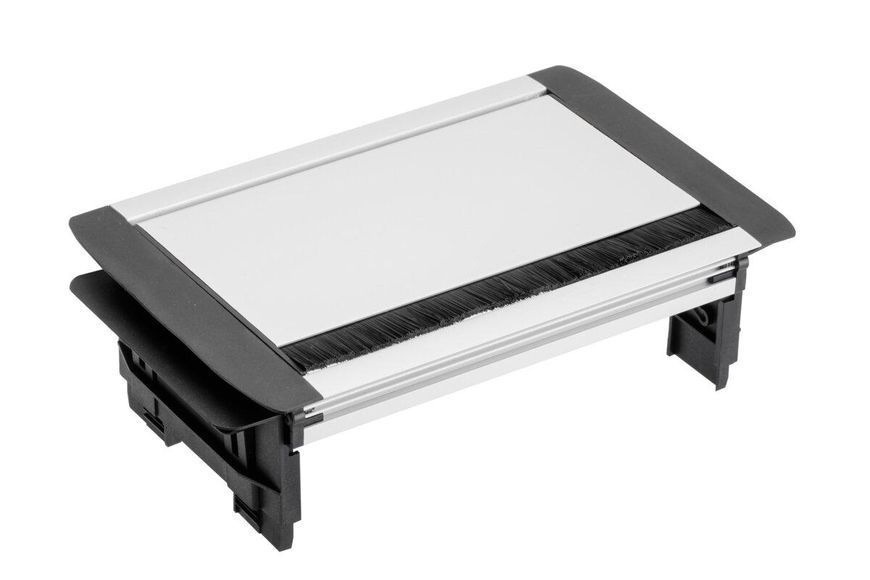 Подовжувач настільний з щіткою, 3х Schuko 230V AC, 16A. 3600W, 1,5m кабель, без нижньго корпуса, шліфована сталь AE-PBC3GS-53BKS фото