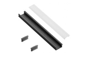 Комплект LED: профіль MINI накладний 2м + кришка молочна 2м + 2 заглушки, чорний PA-ZGLAXMNKOMZ-20M фото