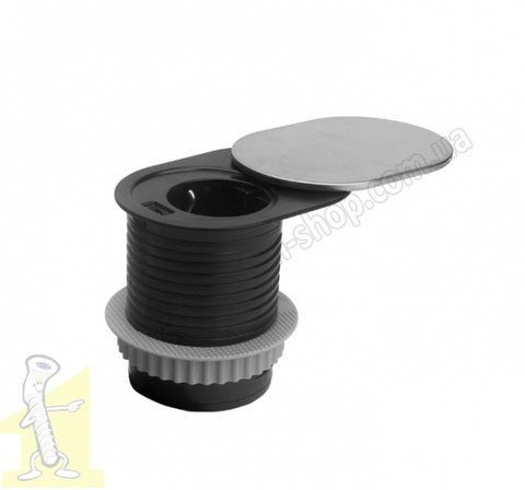 ELEKTRIMA SLIDER Круглий подовжувач для столу 60mm, 1x shchuko USB метал/пластик інокс TR19.0025.08.049 фото