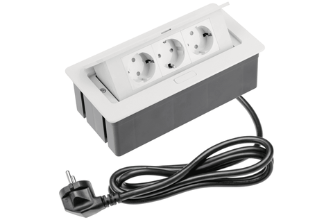 Подовжувач настільний SOFT, 3х Schuko, 230V AC, 16A. 3600W, 1,5m кабель з вилкою, білий AE-PBSC3GS-10N фото