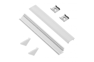 Комплект LED: профіль кутовий накладний 2м + кришка молочна 2м + 2 заглушки, білий PA-ZGLAXNKKTOMZ-10 фото