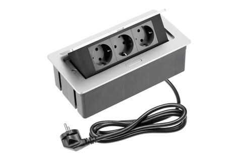 Подовжувач настільний SOFT, 3х Schuko, 230V AC, 16A. 3600W, 1,5m кабель з вилкою, чорний AE-PBSC3GS-53N фото