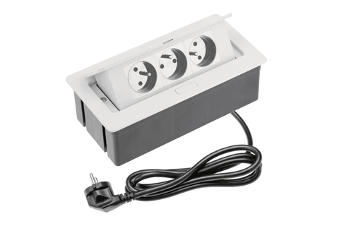Подовжувач настільний SOFT, 3х French, 230V AC, 16A. 3600W, 1,5m кабель з вилкою, білий AE-PBSC3GU-10N фото