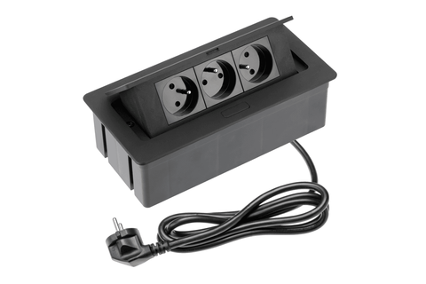 Подовжувач настільний SOFT, 3х French, 230V AC, 16A. 3600W, 1,5m кабель з вилкою, алюміній AE-PBSC3GU-20NN фото