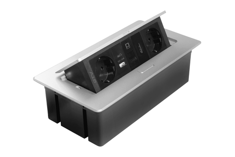 Подовжувач настільний MULTISOFT, 2х Schuko, 2х USB 2,1A (A+C), RJ45, HDMI, 230V AC, 16A. 3600W, 1,5m кабель з вилкою, алюміній AE-PBSURH2GS-53 фото
